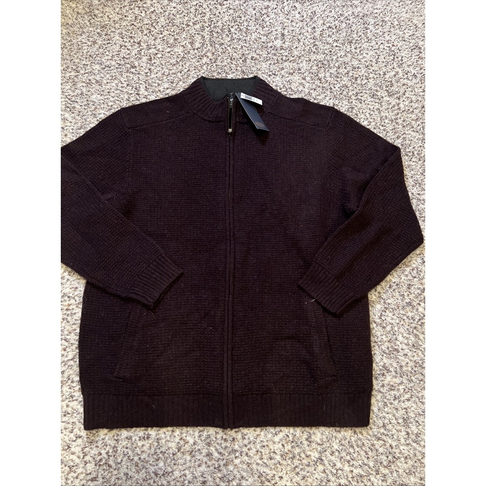 Pendleton Men's‎ Shetland Full Zip Up Washable Wool Cardigan Sweater, Merlot XXL